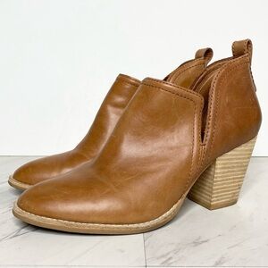 Jeffrey Campbell Rosalee Brown Leather Heeled Bootie 9.5